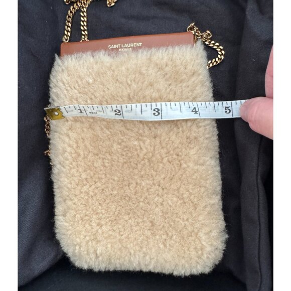 Saint Laurent Mini Shearling Crossbody Bag w Chain Strap - Picture 8 of 9